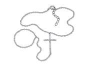 PalmBeach Jewelry .21 TCW Cubic Zirconia Cross Hand Chain Bracelet in .925 Sterling Silver