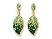 PalmBeach Jewelry 54335 Pave Evergreen and Light Green Leaf Drop Earrings Made with SWAROVSKI ELEMENTS in Yellow Gold Tone