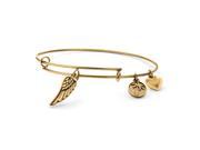 PalmBeach Jewelry Angel Wing Charm Bangle Bracelet in Antique Gold Tone