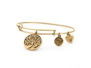 PalmBeach Jewelry Tree of Life Charm Bangle Bracelet in Antique Gold Tone