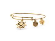 PalmBeach Jewelry Wheel of Life Charm Bangle Bracelet in Antique Gold Tone