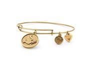 PalmBeach Jewelry Dove of Peace Charm Bangle Bracelet in Antique Gold Tone