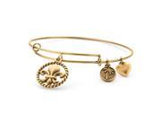 PalmBeach Jewelry Fleur de Lis Charm Bangle Bracelet in Antique Gold Tone