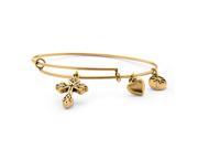 PalmBeach Jewelry Scrolled Cross Charm Expandable Bangle Bracelet in Antiqued Gold Tone 7 9