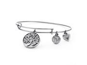 PalmBeach Jewelry Tree of Life Charm Bangle Bracelet in Antique Silvertone