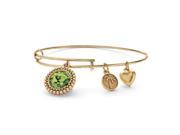 Birthstone Charm Bangle Bracelet MADE WITH SWAROVSKI ELEMENTS in Antique Gold Tone August Simulated Peridot