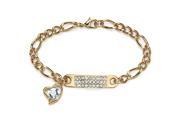 Birthstone I.D. Plaque and Heart Charm Figaro Link Bracelet in Yellow Gold Tone 7 April Simulated Diamond