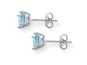 Princess Cut Birthstone Sterling Silver Stud Earrings December Simulated Blue Topaz