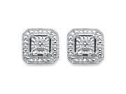 PalmBeach Jewelry Round Diamond Accent Octagon Halo Style Stud Earrings in Sterling Silver