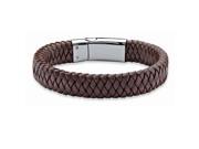 PalmBeach Jewelry Men s Brown Braided Leather and Stainless Steel Bracelet with Magnetic Closure 9