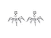 1.11 TCW Round and Pave Cubic Zirconia Ear Jacket Earrings in Platinum over Sterling Silver