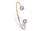 PalmBeach Jewelry Round Pave Crystal Rose Gold Plated Halo Cuff Bracelet 5.5