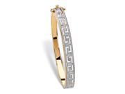 PalmBeach Jewelry Diamond Accent Two Tone Greek Key Link Bangle Bracelet 18k Yellow Gold Plated 7.5