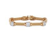 Diamond Accent 18k Yellow Gold Plated Braided Link Square Cluster Station Bracelet 7.25