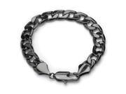PalmBeach Jewelry Men s 12 mm Curb Link Chain Bracelet Black Ruthenium Plated 10