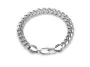 PalmBeach Jewelry Men s 10.5 mm Curb Link Chain Bracelet in Silvertone 9