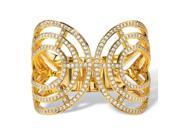 PalmBeach Jewelry Round Crystal Hinged Bangle Bracelet in Gold Tone
