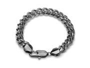 PalmBeach Jewelry Men s 10.5 mm Curb Link Chain Bracelet Black Ruthenium Plated 9