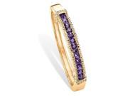 PalmBeach Jewelry Round Pave Simulated Purple Amethyst Crystal Bangle Bracelet in Gold Tone 8