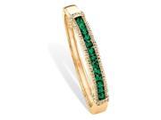 PalmBeach Jewelry Round Pave Simulated Emerald Green Crystal Bangle Bracelet in Gold Tone 8
