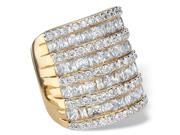 6.26 TCW Baguette Cut and Round Cubic Zirconia Channel Set Cocktail Ring 14k Gold Plated