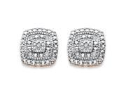 1 10 TCW Diamond Pave Style Two Tone Concentric Squared Stud Earrings 14k Gold Plated