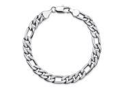 PalmBeach Jewelry Men s Figaro Link 6.5 mm Silvertone Chain Bracelet 8