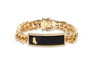 PalmBeach Jewelry Men s Genuine Black Onyx Praying Hands Curb Link Bracelet 14k Gold Plated 8