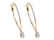 PalmBeach Jewelry White Crystal Hoop Teardrop Earrings in Gold Tone 1.5