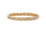 PalmBeach Jewelry Pave Diamond Accent Curb Link Bracelet 18k Yellow Gold Plated 7