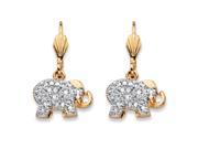 PalmBeach Jewelry Diamond Accent Two Tone Lever Back Elephant Drop Earrings 18k Gold Plated