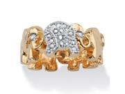 PalmBeach Jewelry Diamond Accent Two Tone Pave Style Elephant Parade Ring 18k Gold Plated