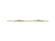 Birthstone Beaded Ankle Bracelet in 14k Gold over .925 Sterling Silver August Simulated Peridot