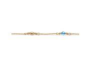 Birthstone Beaded Ankle Bracelet in 14k Gold over .925 Sterling Silver March Simulated Aquamarine