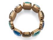 PalmBeach Jewelry Emerald Cut Aqua and Green Crystal Bracelet in Antiqued Yellow Gold Tone 7