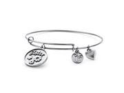 PalmBeach Jewelry Sister Charm Expandable Bangle Bracelet in Antiqued Silvertone