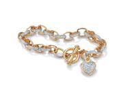 PalmBeach Jewelry Diamond Accent Heart Charm Bracelet in 18k Gold over Sterling Silver 7.25