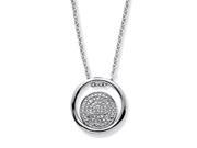 PalmBeach Jewelry Diamond Accent Double Circle Pendant Necklace in Rhodium Plated Sterling Silver