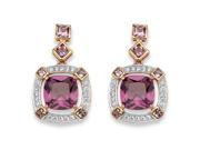 .36 TCW Cushion Cut Simulated Amethyst CZ Halo Earrings in Rose Gold Plated Sterling Silver