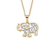 PalmBeach Jewelry 18k Gold Plated Filigree Elephant Pendant and Chain 18