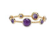 1 TCW Simulated Amethyst and Cubic Zirconia 14k Gold Plated Halo Bangle Bracelet 9 1 4