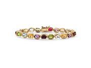 19 TCW Oval Cut Genuine Gemstone and Diamond Accent Tennis Bracelet in 18k Yellow Gold over Sterling Silver