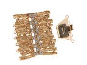 23K Gold Plated 5 Strand Box Clasp Rectangle Tracks With Crystals 31.5x29mm
