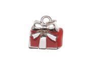 Silver Plated Charm Red Enamel Gift Present W Bow 14mm