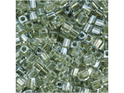 Miyuki 4mm Cube Beads Metal Lt Sage Lined Crystal 10 Gr