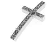 Beadelle Crystal 50mm Curved Cross Pave Bar Silver Plated Crystal 1 Piece