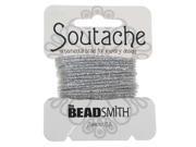 BeadSmith Textured Metallic Soutache Braided Cord 3mm Wide Silver 3 Yards