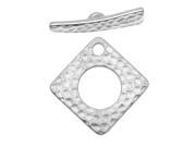 Rhodium Plated Pewter Hammertone Square Toggle Clasp 23mm 1