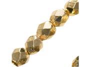 Czech Fire Polished Glass Beads 3mm Round Metalic Gold 50