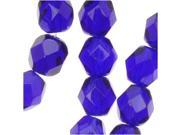 Czech Fire Polished Glass Beads 6mm Round Cobalt Blue 25
